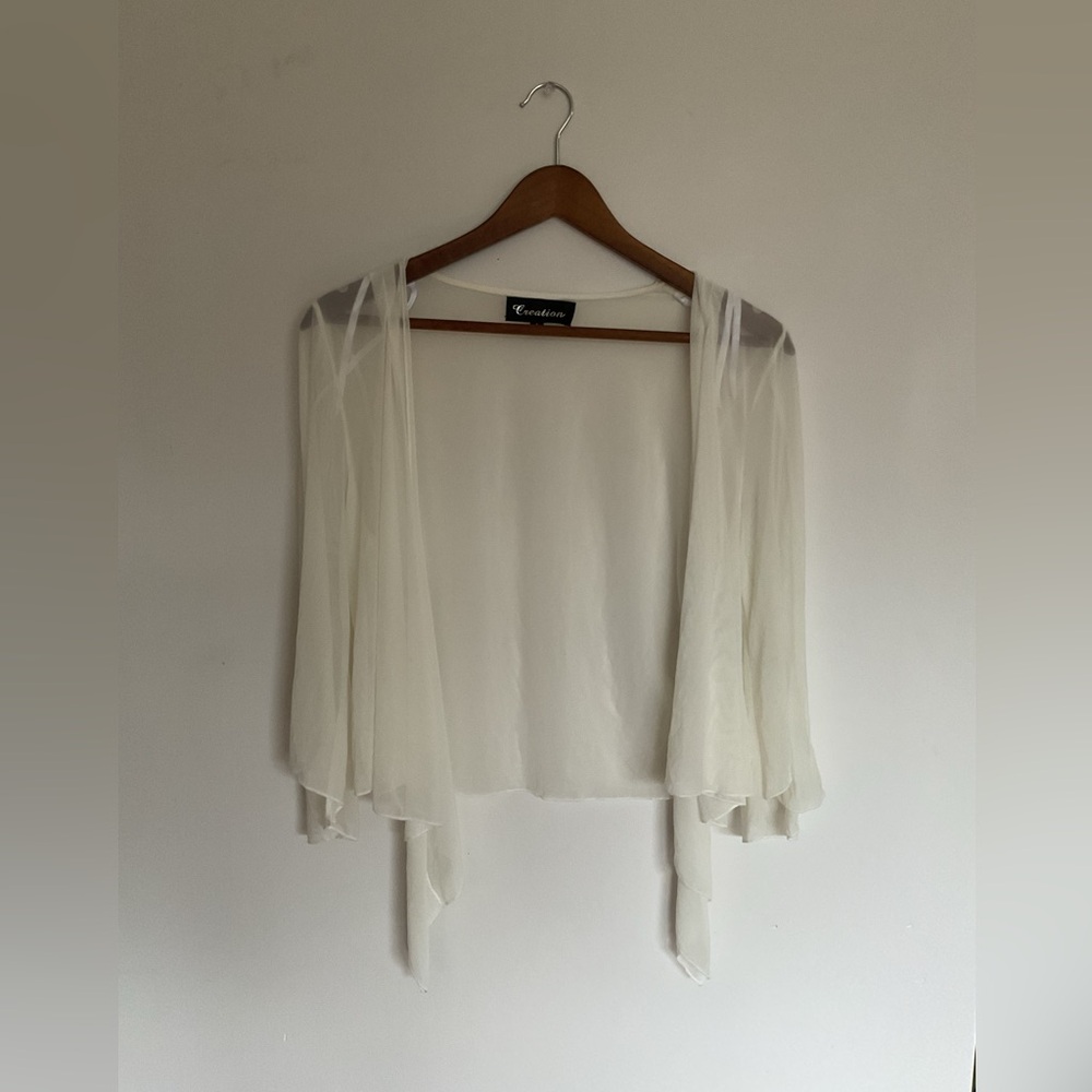 Elegant Cream Tie Front Sheer Cardigan
